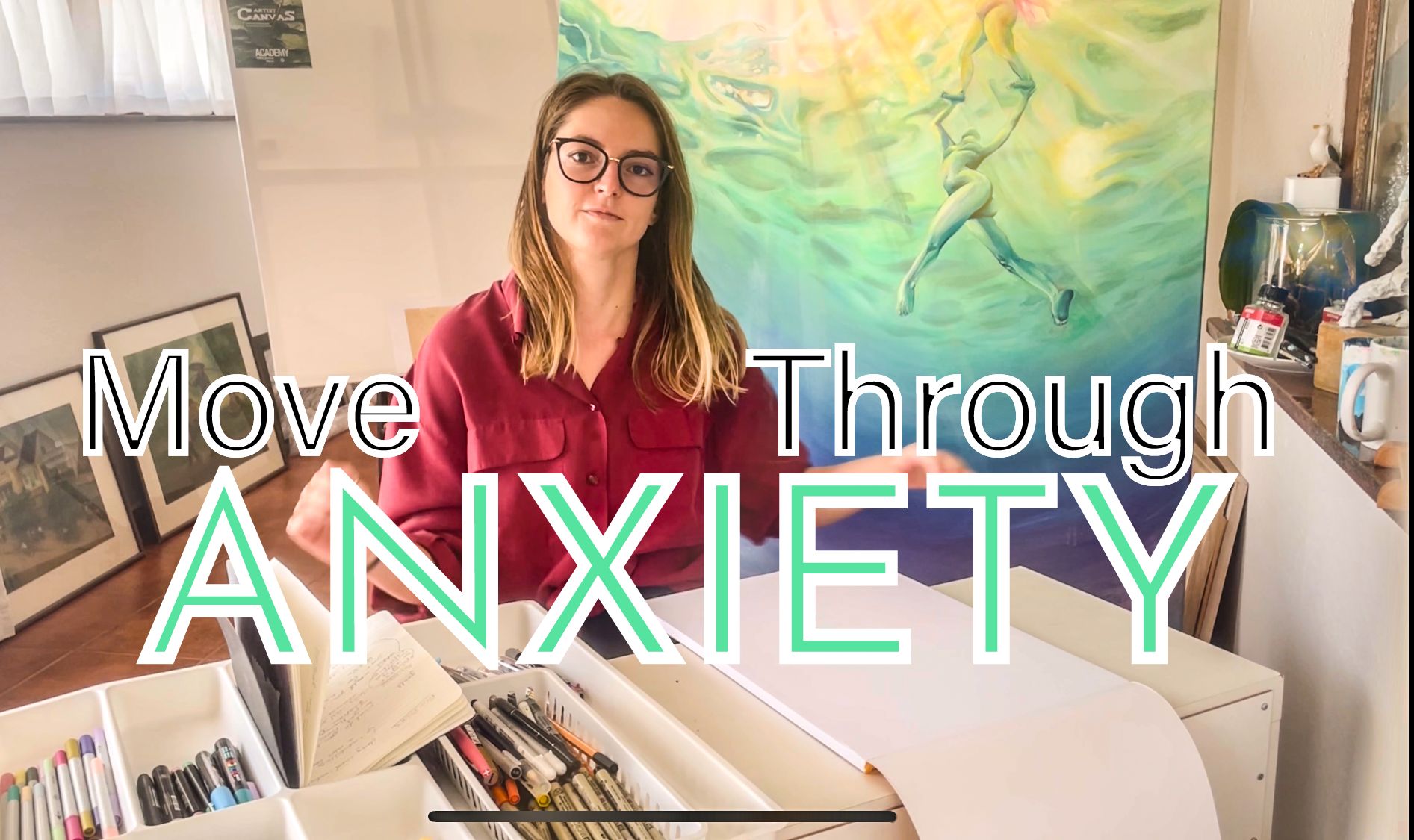 Video laden: Free Art therapy video on moving through anxiety