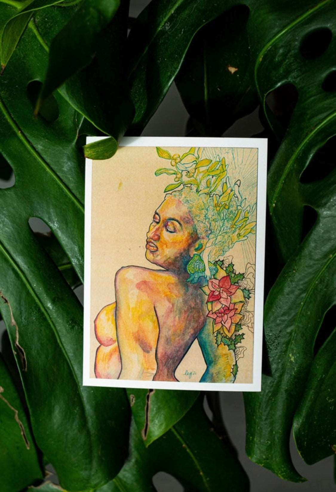 Sexy Christmas Card Plant Lady