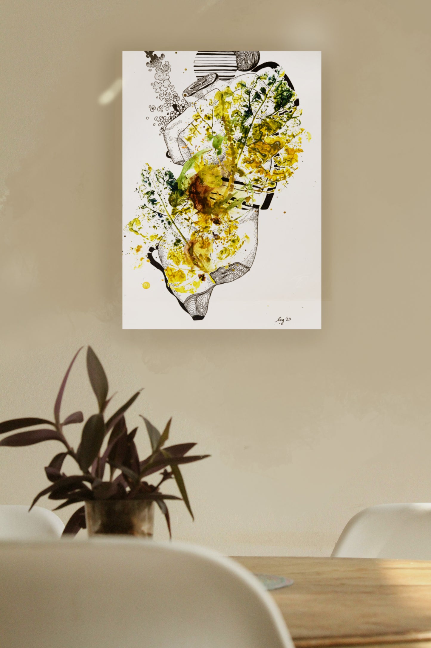 Mulberry Leaf Plant Lady | Original Mixed Media on Paper