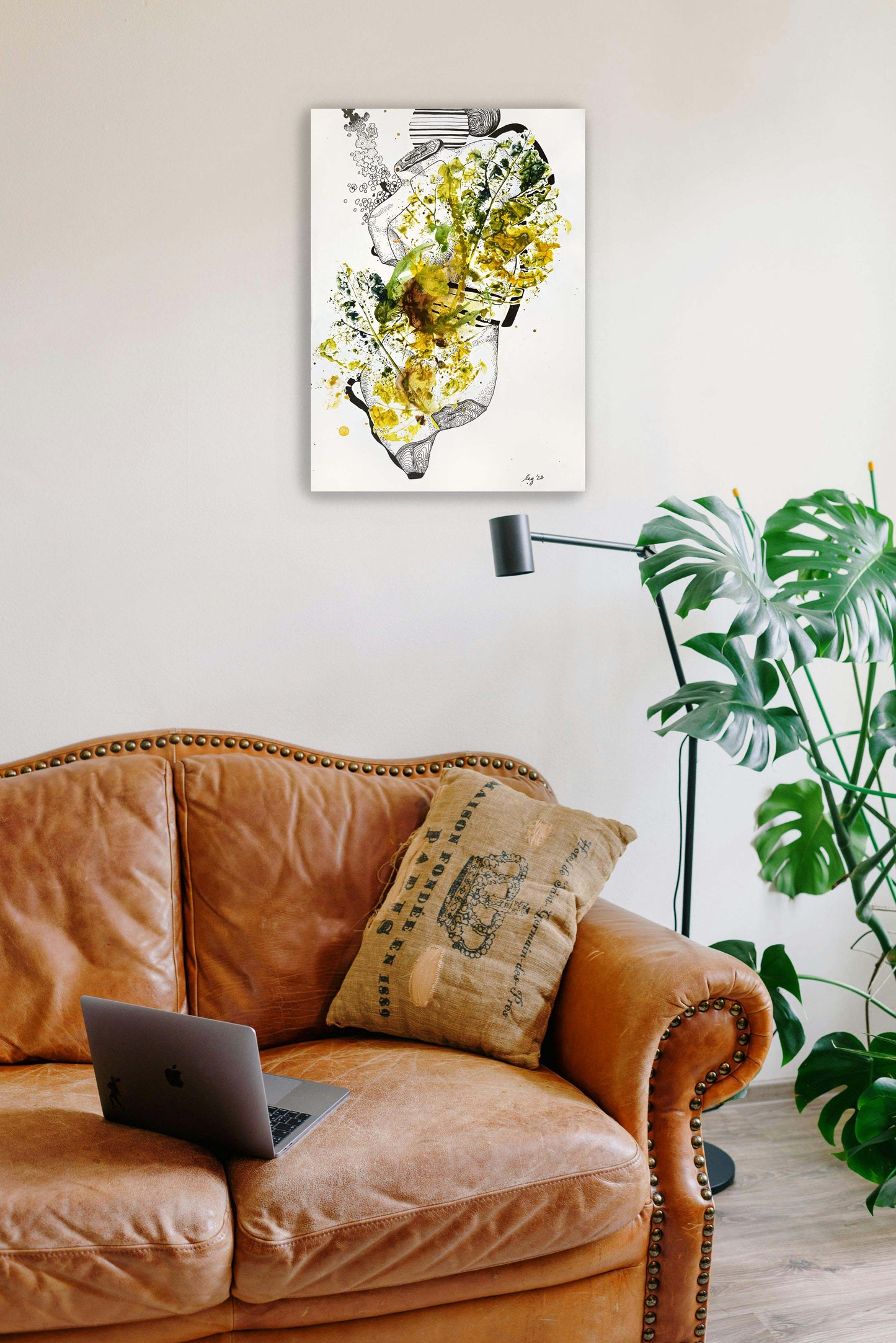 Mulberry Leaf Plant Lady | Original Mixed Media on Paper